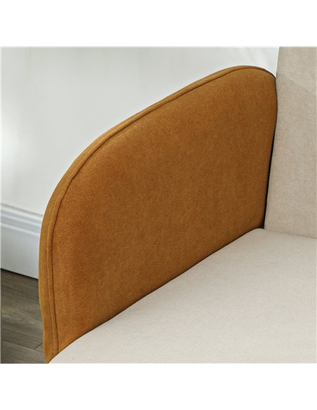 HOMCOM Two-Seater Velvet-Feel Mid Century Sofa - Cream/Orange