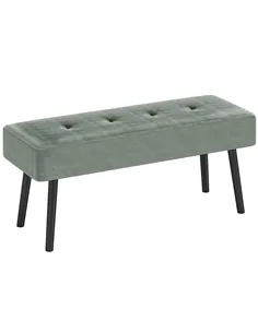 HOMCOM End of Bed Bench, Corduroy Bedroom Bench with Thick Padding and Steel Legs, Tufted Window Seat for Entryway, Living Room,
