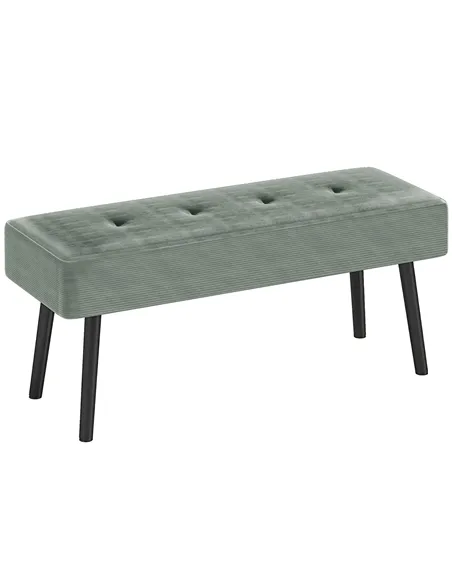 HOMCOM End of Bed Bench, Corduroy Bedroom Bench with Thick Padding and Steel Legs, Tufted Window Seat for Entryway, Living Room,