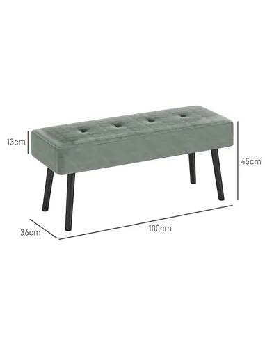 HOMCOM End of Bed Bench, Corduroy Bedroom Bench with Thick Padding and Steel Legs, Tufted Window Seat for Entryway, Living Room,