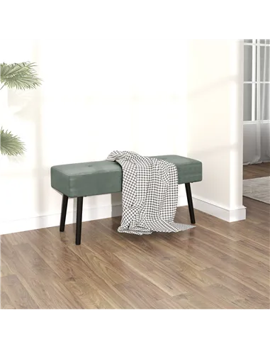 HOMCOM End of Bed Bench, Corduroy Bedroom Bench with Thick Padding and Steel Legs, Tufted Window Seat for Entryway, Living Room,