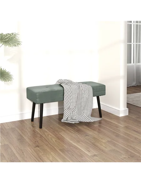 HOMCOM End of Bed Bench, Corduroy Bedroom Bench with Thick Padding and Steel Legs, Tufted Window Seat for Entryway, Living Room,