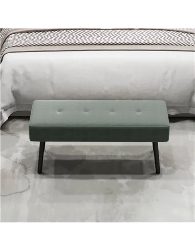 HOMCOM End of Bed Bench, Corduroy Bedroom Bench with Thick Padding and Steel Legs, Tufted Window Seat for Entryway, Living Room,