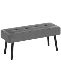 HOMCOM End of Bed Bench, Corduroy Bedroom Bench with Thick Padding and Steel Legs, Tufted Window Seat for Entryway, Living Room,