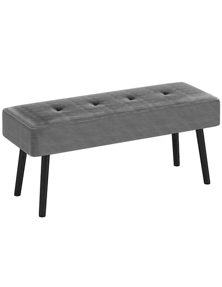 HOMCOM End of Bed Bench, Corduroy Bedroom Bench with Thick Padding and Steel Legs, Tufted Window Seat for Entryway, Living Room,