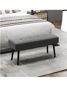 HOMCOM End of Bed Bench, Corduroy Bedroom Bench with Thick Padding and Steel Legs, Tufted Window Seat for Entryway, Living Room, 2
