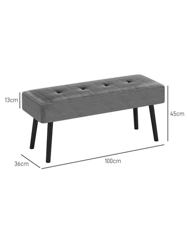 HOMCOM End of Bed Bench, Corduroy Bedroom Bench with Thick Padding and Steel Legs, Tufted Window Seat for Entryway, Living Room,