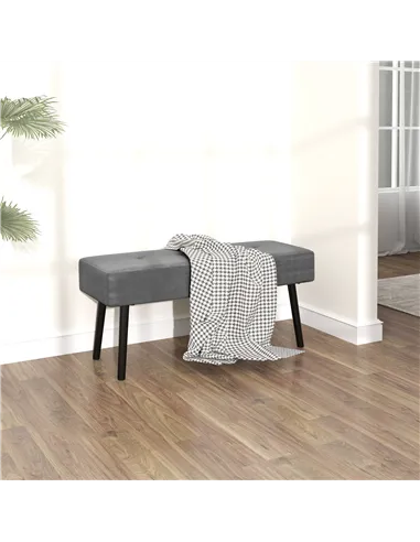 HOMCOM End of Bed Bench, Corduroy Bedroom Bench with Thick Padding and Steel Legs, Tufted Window Seat for Entryway, Living Room,