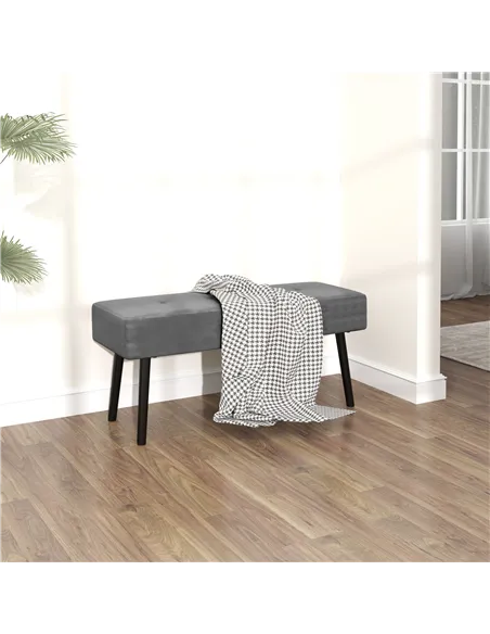 HOMCOM End of Bed Bench, Corduroy Bedroom Bench with Thick Padding and Steel Legs, Tufted Window Seat for Entryway, Living Room,