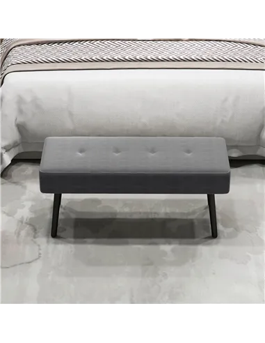 HOMCOM End of Bed Bench, Corduroy Bedroom Bench with Thick Padding and Steel Legs, Tufted Window Seat for Entryway, Living Room,