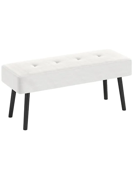 HOMCOM End of Bed Bench, Corduroy Bedroom Bench with Thick Padding and Steel Legs, Tufted Window Seat for Entryway, Living Room,