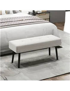 HOMCOM End of Bed Bench, Corduroy Bedroom Bench with Thick Padding and Steel Legs, Tufted Window Seat for Entryway, Living Room, 2