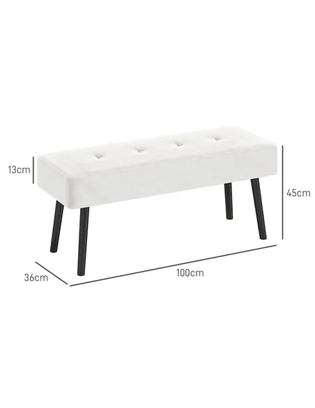HOMCOM End of Bed Bench, Corduroy Bedroom Bench with Thick Padding and Steel Legs, Tufted Window Seat for Entryway, Living Room,