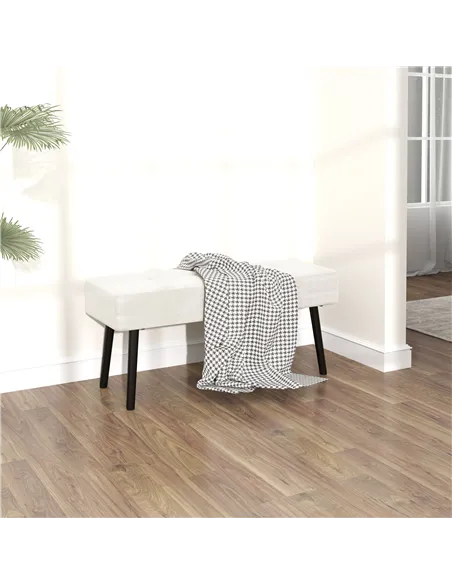 HOMCOM End of Bed Bench, Corduroy Bedroom Bench with Thick Padding and Steel Legs, Tufted Window Seat for Entryway, Living Room,