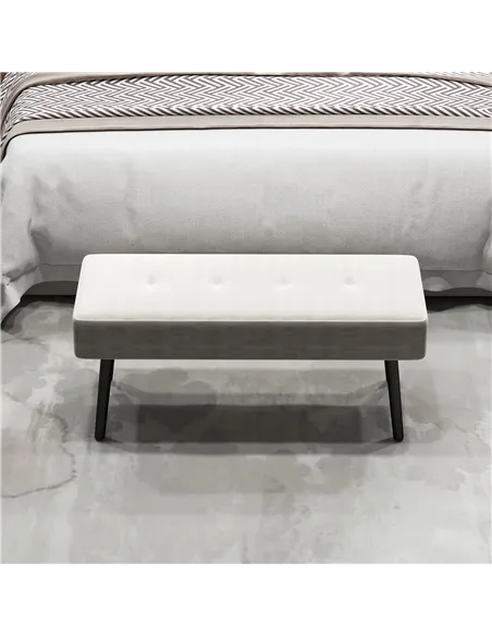 HOMCOM End of Bed Bench, Corduroy Bedroom Bench with Thick Padding and Steel Legs, Tufted Window Seat for Entryway, Living Room,