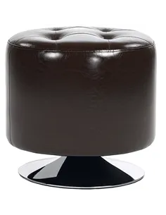 HOMCOM 360° Swivel Foot Stool Round PU Footstool with Thick Sponge Padding and Solid Steel Base, Brown