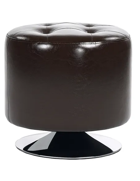 HOMCOM 360° Swivel Foot Stool Round PU Footstool with Thick Sponge Padding and Solid Steel Base, Brown