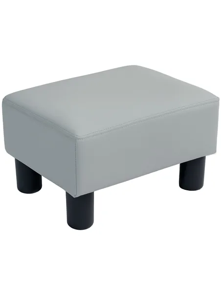 HOMCOM PU Leather Footstool with 4 Plastic Legs, Grey