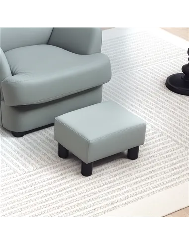 HOMCOM PU Leather Footstool with 4 Plastic Legs, Grey