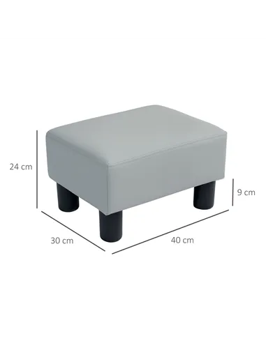 HOMCOM PU Leather Footstool with 4 Plastic Legs, Grey