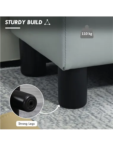 HOMCOM PU Leather Footstool with 4 Plastic Legs, Grey