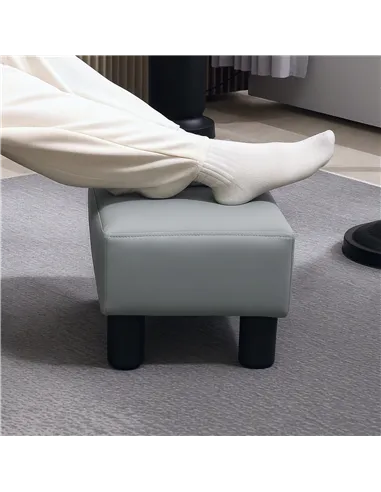 HOMCOM PU Leather Footstool with 4 Plastic Legs, Grey