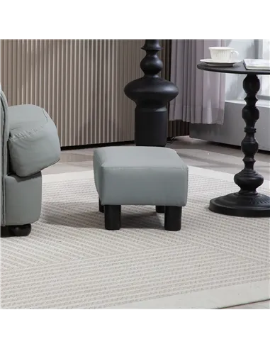 HOMCOM PU Leather Footstool with 4 Plastic Legs, Grey