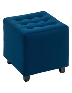 HOMCOM Velvet-Feel Square Ottoman - Blue