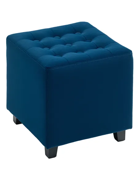 HOMCOM Velvet-Feel Square Ottoman - Blue