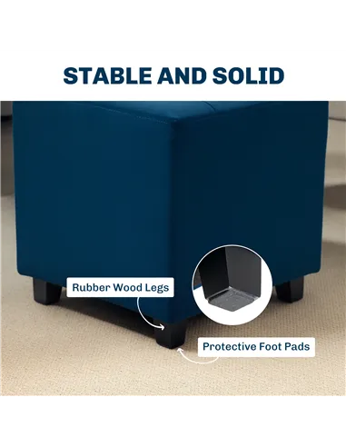 HOMCOM Velvet-Feel Square Ottoman - Blue