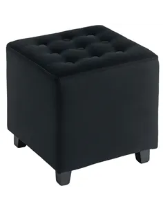 HOMCOM Velvet-Feel Square Ottoman - Grey