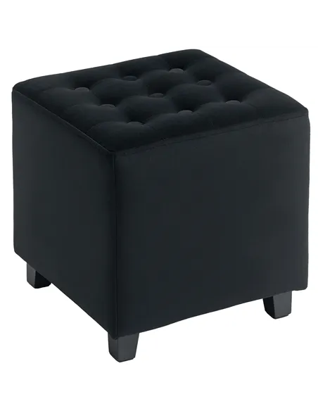 HOMCOM Velvet-Feel Square Ottoman - Grey