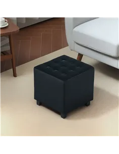 HOMCOM Velvet-Feel Square Ottoman - Grey 2