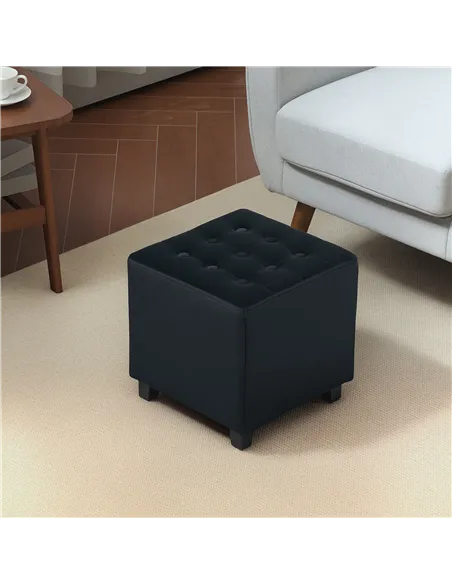 HOMCOM Velvet-Feel Square Ottoman - Grey