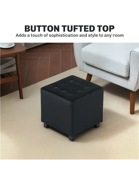 HOMCOM Velvet-Feel Square Ottoman - Grey