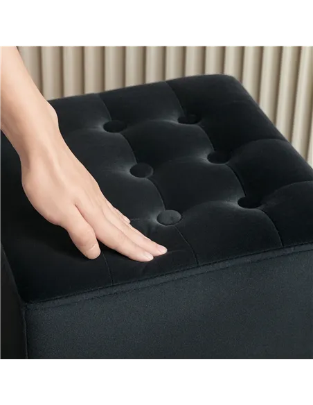 HOMCOM Velvet-Feel Square Ottoman - Grey