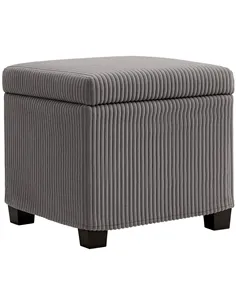 HOMCOM Storage Ottoman Bench, Corduroy Footstool with Removable Lid and Legs, 40cm Storage Chest Box for Living Room, Bedroom, H