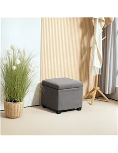 HOMCOM Storage Ottoman Bench, Corduroy Footstool with Removable Lid and Legs, 40cm Storage Chest Box for Living Room, Bedroom, H 2
