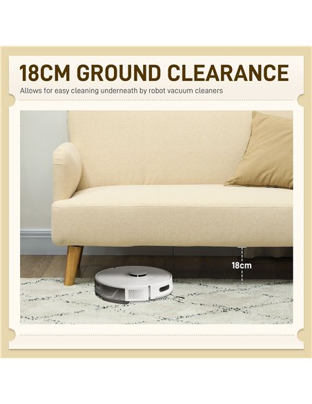 HOMCOM Velvet Feel Fabric 2 Seater Sofa, Small Sofa Loveseat with 21cm Thick Padding and Wood Legs, Cream White