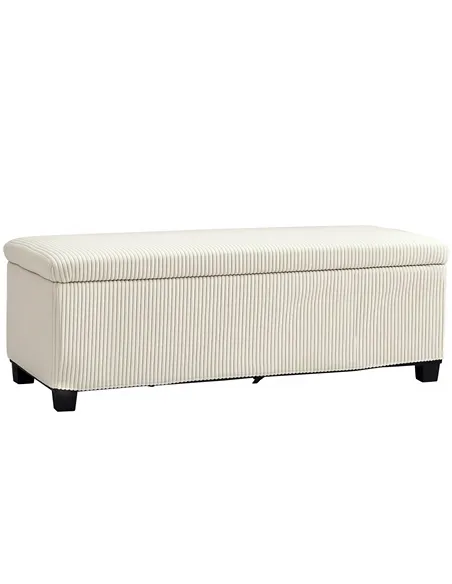 HOMCOM Storage Ottoman Bench, Corduroy Footstool with Removable Lid and Legs, 112cm Storage Chest Box for Living Room, Bedroom, 