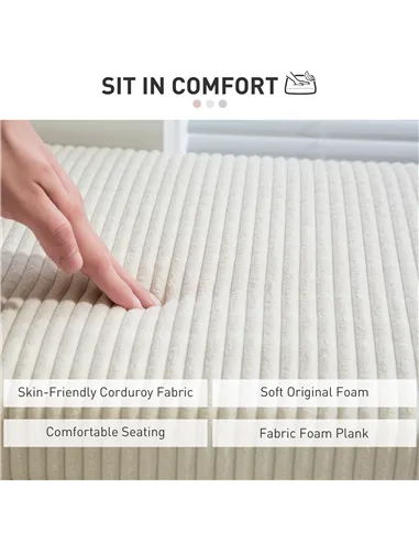 HOMCOM Storage Ottoman Bench, Corduroy Footstool with Removable Lid and Legs, 112cm Storage Chest Box for Living Room, Bedroom, 