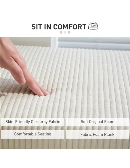 HOMCOM Storage Ottoman Bench, Corduroy Footstool with Removable Lid and Legs, 112cm Storage Chest Box for Living Room, Bedroom, 