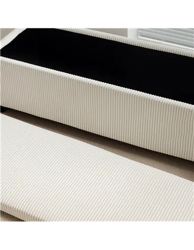 HOMCOM Storage Ottoman Bench, Corduroy Footstool with Removable Lid and Legs, 112cm Storage Chest Box for Living Room, Bedroom, 