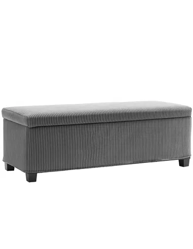 HOMCOM 84L Corduroy Storage Ottoman - Grey