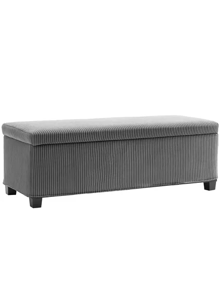 HOMCOM 84L Corduroy Storage Ottoman - Grey