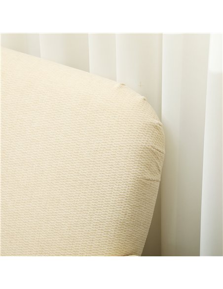 HOMCOM Velvet Feel Fabric 2 Seater Sofa, Small Sofa Loveseat with 21cm Thick Padding and Wood Legs, Cream White