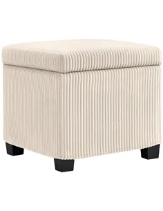 HOMCOM Storage Ottoman Bench, Corduroy Footstool with Removable Lid and Legs, 40cm Storage Chest Box for Living Room, Bedroom, H