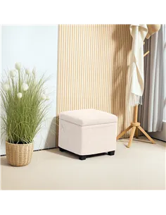 HOMCOM Storage Ottoman Bench, Corduroy Footstool with Removable Lid and Legs, 40cm Storage Chest Box for Living Room, Bedroom, H 2