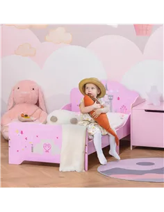 HOMCOM Kids Bed Princess Castle Theme w/ Side Rails Slats Home Furniture for 3 - 6 Yrs Pink 143 x 73 x 60 cm 2