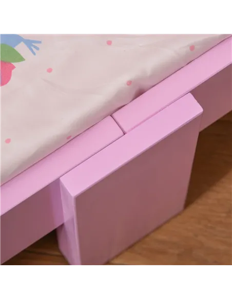 HOMCOM Kids Bed Princess Castle Theme w/ Side Rails Slats Home Furniture for 3 - 6 Yrs Pink 143 x 73 x 60 cm